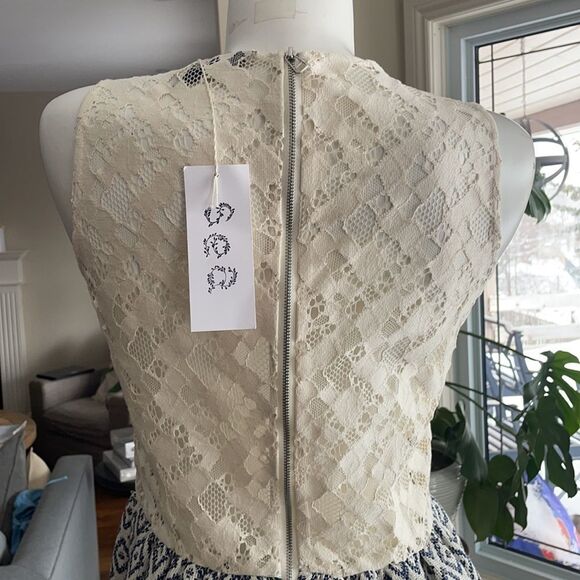 🎀 Sea New York navy and white lace cotton linen dress 10 NWT - Picture 5 of 8